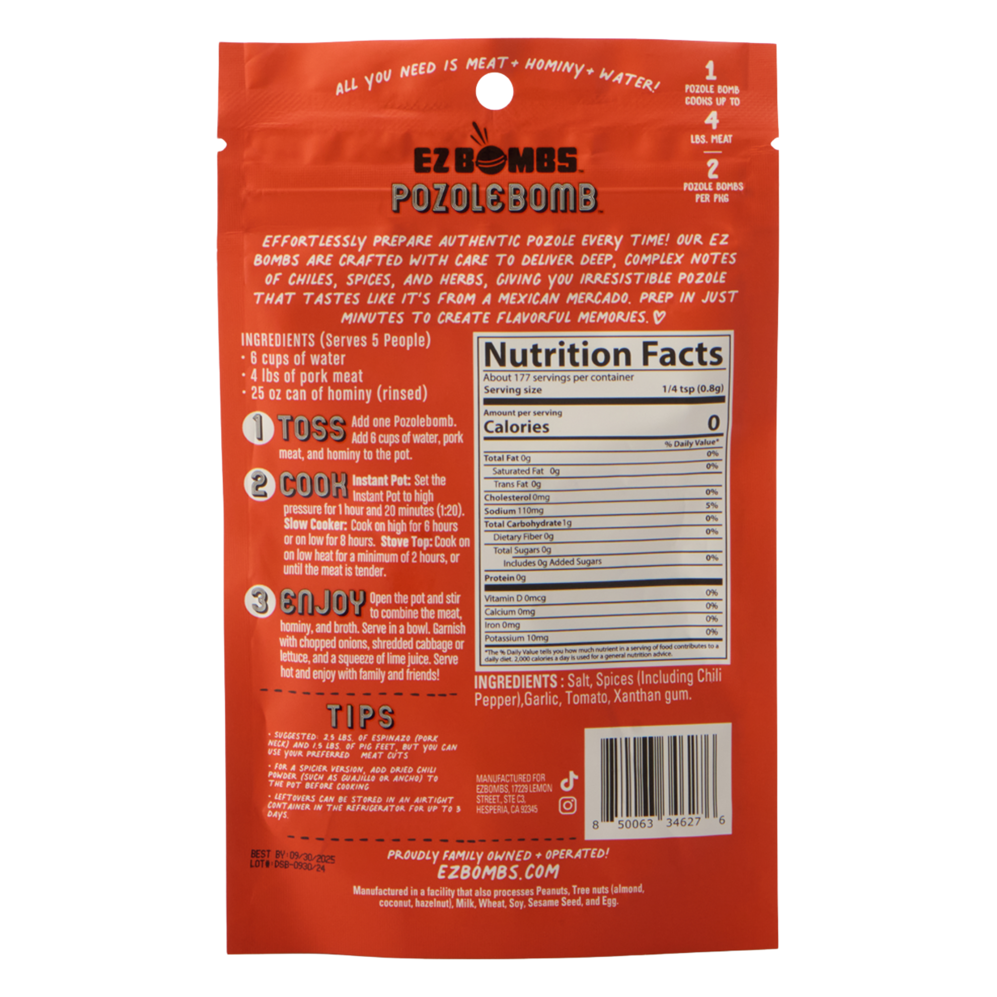 Pozole Bomb Seasoning for Chicken Pozole Recipe, Pork Pozole Recipe, and Authentic, Bold Flavor - EZ Bombs